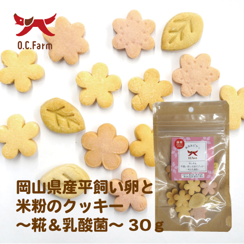 犬 おやつ 岡山県産平飼い卵と米粉のクッキー～糀＆乳酸菌～ 30g | 犬